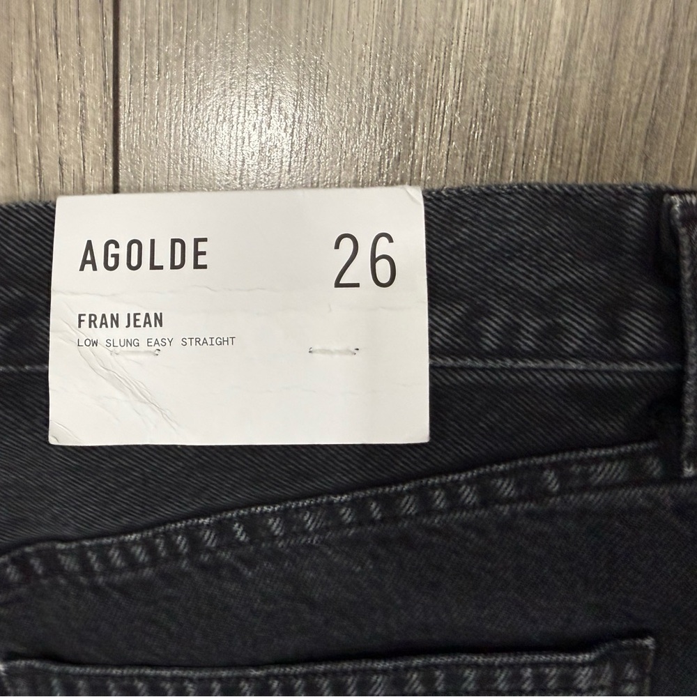 NWT AGOLDE FRAN JEAN LOW SLUNG EASY‎ STRAIGHT in Black Tea Sz 26 - Picture 13 of 14